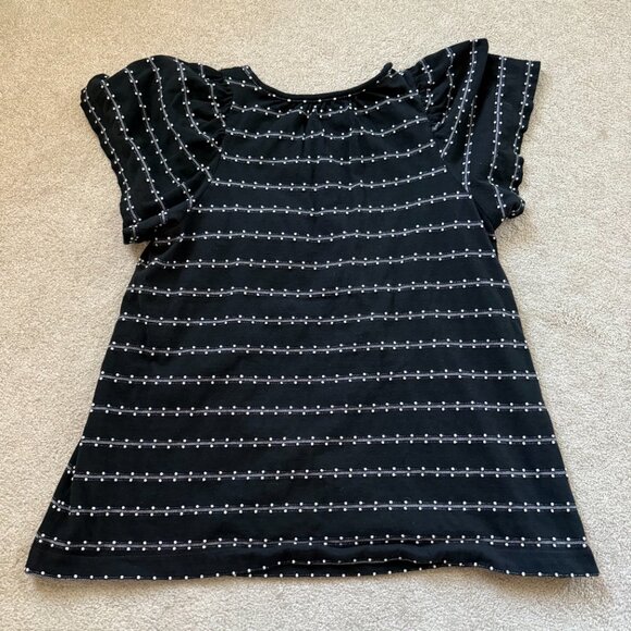 LOFT Black Textured Flowy Blouse Boho Striped Sz M - Picture 8 of 8